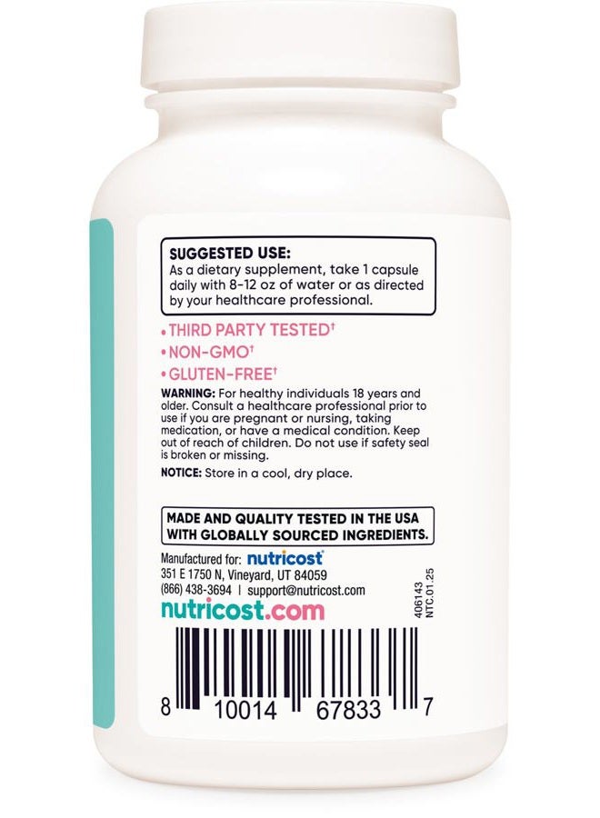 Nutricost Diindolylmethane DIM Supplement for Women 400mg, 120 Capsules, with Dong Quai, Calcium & Black Cohosh - Vegan, Non-GMO and Gluten Free - Image 4